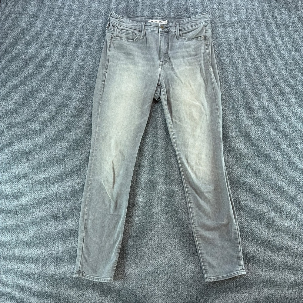 Athleta Sculptek Skinny Jeans Womens 6 Gray Faded Stretch Denim Sculpting Pants